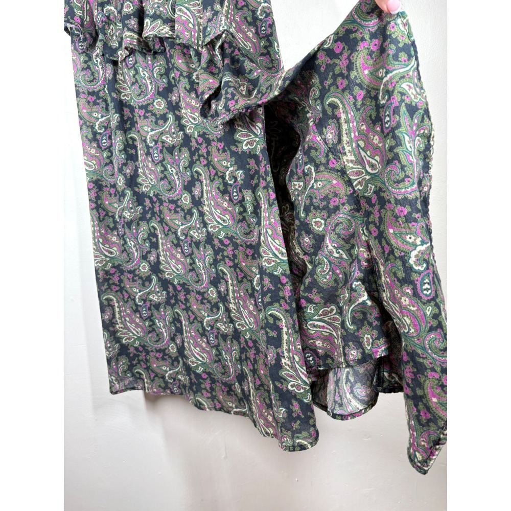 Sundance Womens Small Paisley Ruffle Cotton Midi Skirt Blue Purple Boho Floral - Picture 5 of 10